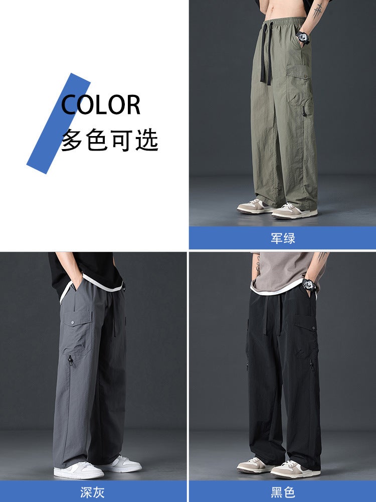 Wasuup American Wide-Legged Paratrooper Overalls Men'S And Women'S Loose Retro Casual Charging Paper Bag Pants Summer Thin Breathable - Image 3