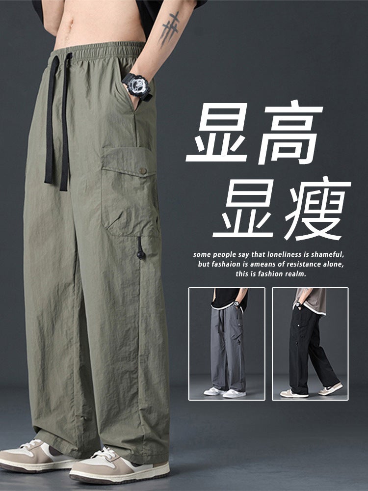 Wasuup American Wide-Legged Paratrooper Overalls Men'S And Women'S Loose Retro Casual Charging Paper Bag Pants Summer Thin Breathable - Image 2