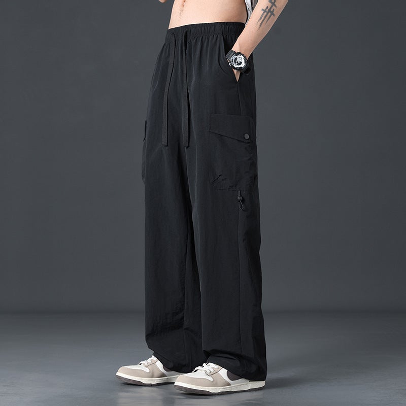 Wasuup American Wide-Legged Paratrooper Overalls Men'S And Women'S Loose Retro Casual Charging Paper Bag Pants Summer Thin Breathable - Image 1