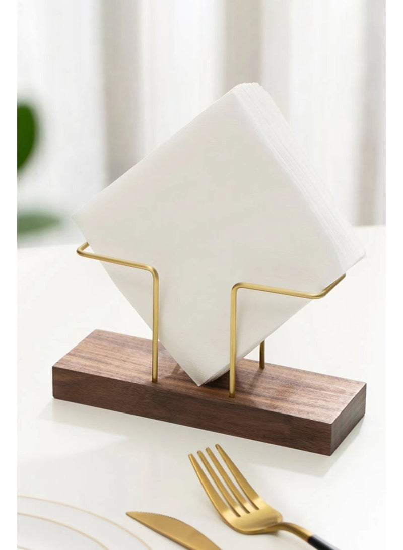 Homestetic Walnut Wood Tissue Holder & Napkin Dispenser - Vertical Stand for Kitchen Table, Dining Room Decor, Cafe, and Restaurant - Image 4