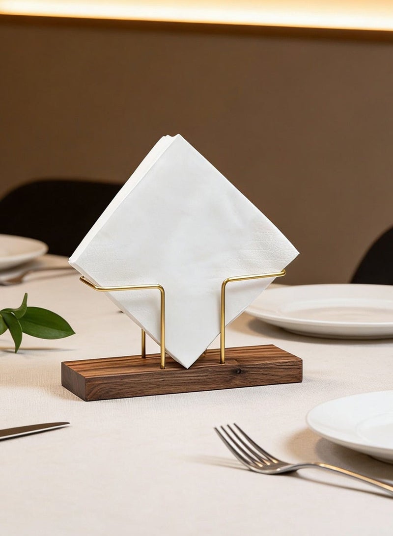 Homestetic Walnut Wood Tissue Holder & Napkin Dispenser - Vertical Stand for Kitchen Table, Dining Room Decor, Cafe, and Restaurant - Image 2