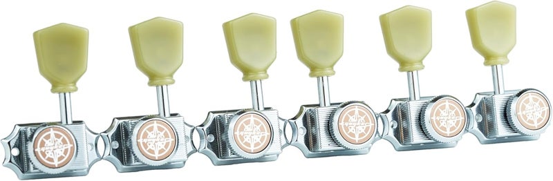 guyker 6Pcs Guitar Locking String Tuning Pegs (3R + 3L) – 1:15 Vintage Deluxe Style Tuners Key Machine Heads Set with Keystone Knob Replacement for Les Paul Style Electric or Acoustic Guitar - Chrome - Image 3