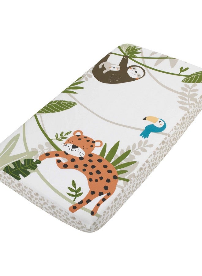 NoJo Jungle Gym Green, Brown, & Grey 100% Cotton Photo Op Nursery Fitted Crib Sheet, Grey, Green, White, Brown - Image 1