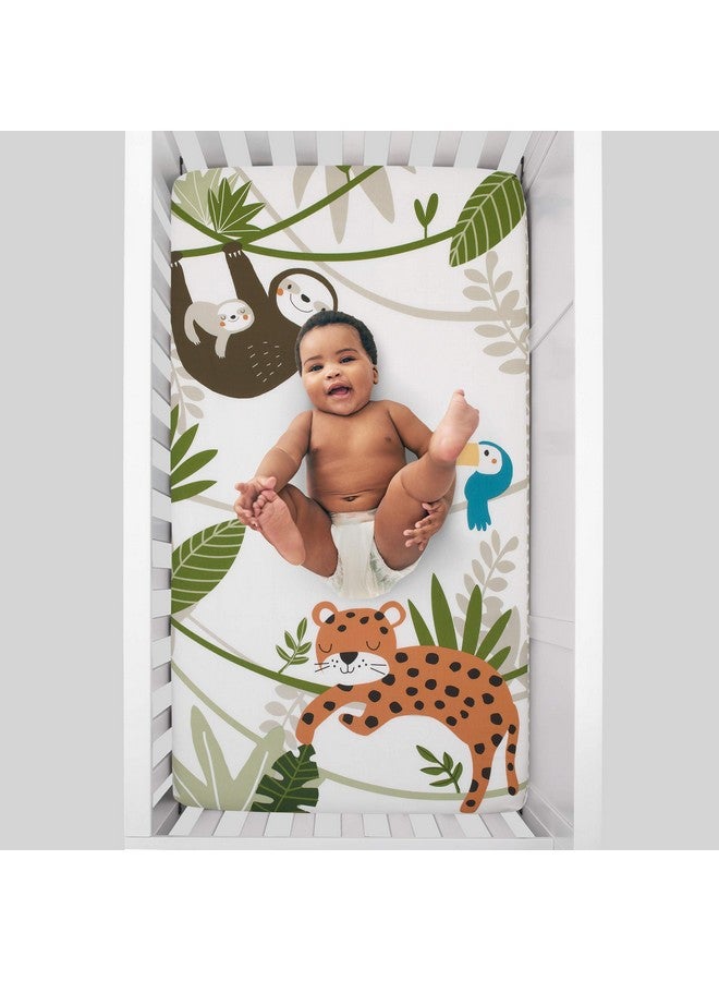 NoJo Jungle Gym Green, Brown, & Grey 100% Cotton Photo Op Nursery Fitted Crib Sheet, Grey, Green, White, Brown - Image 2