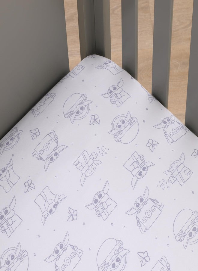 NoJo Star Wars Grogu Cutest in The Galaxy Cream and White Nursery Fitted Crib Sheet - Image 2