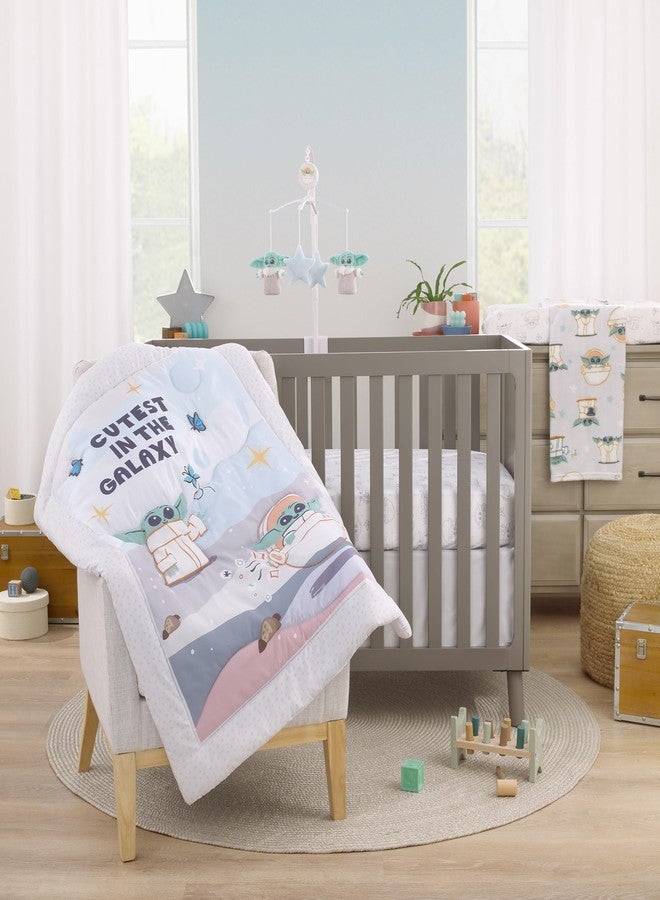 NoJo Star Wars Grogu Cutest in The Galaxy Cream and White Nursery Fitted Crib Sheet - Image 3