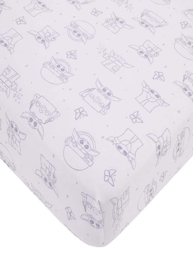 NoJo Star Wars Grogu Cutest in The Galaxy Cream and White Nursery Fitted Crib Sheet - Image 1