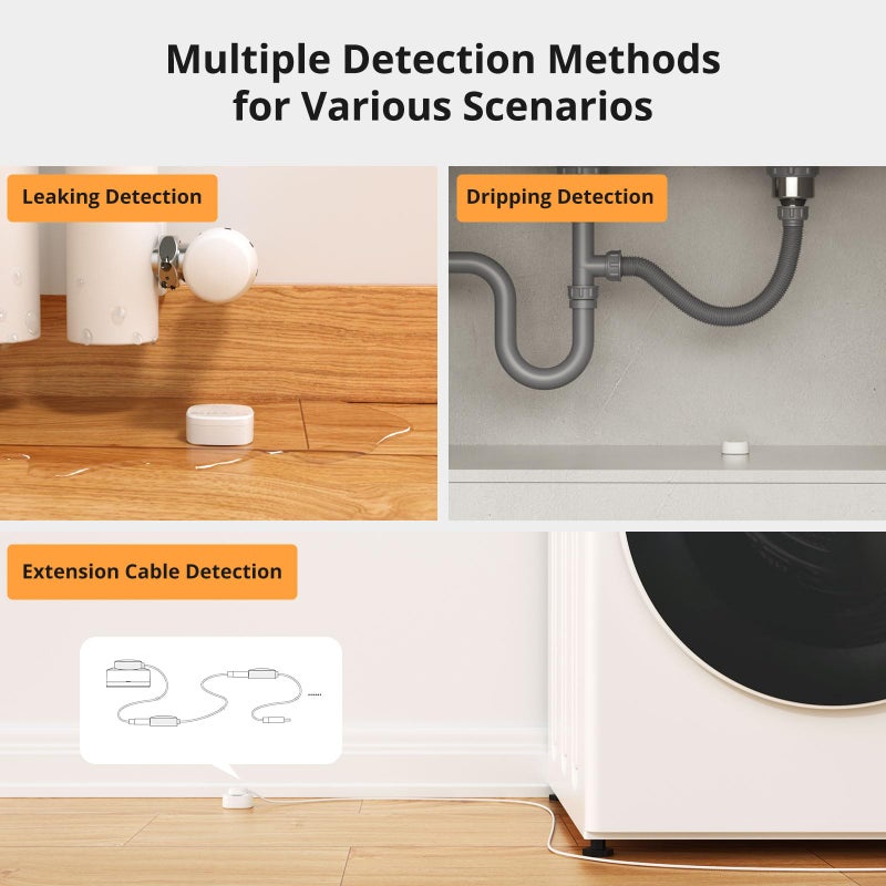 SONOFF SNZB-05P Zigbee Water Leak Sensor with Detection Cable, Wireless Mini Flood Detector for Alarm System and Smart Home Automation, Water Sensor Alarm for Kitchen Bathroom Basement 1Pack - Image 4