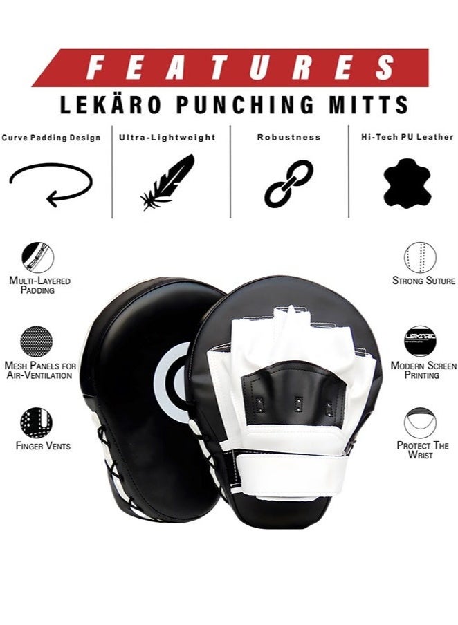 كِينْسُون قفازات ملاكمة منحنية للتركيز، وسائد يد للتدريب ماصة للصدمات، معدات ملاكمة من الجلد الصناعي كبيرة الحجم وسميكة، مثالية للكاراتيه، وركلة موي تاي، والملاكمة، والدوجو، والفنون القتالية، وفنون القتال المختلطة، قطعة واحدة - Image 4