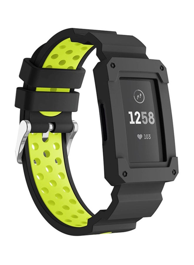 Voberry Replacement Band For Fitbit Charge 3 Black/Green - Image 2