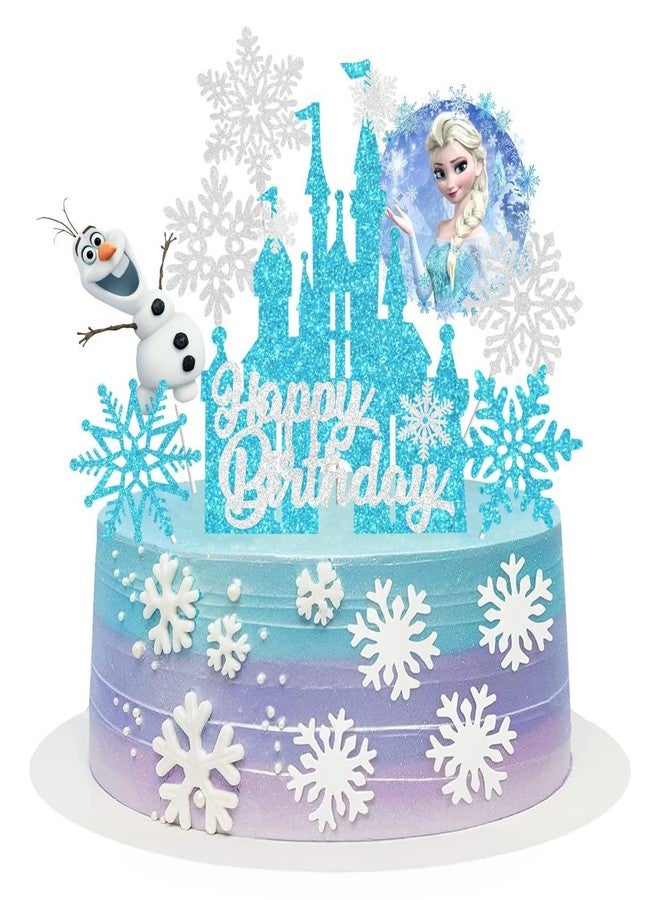 Fnjoe 8 Pcs Cute Anime Birthday Cake Toppers, Snow Theme Princess Cake Decorations Perfect for Birthday Parties, Themed Parties, and Everyday Celebrations - Image 1