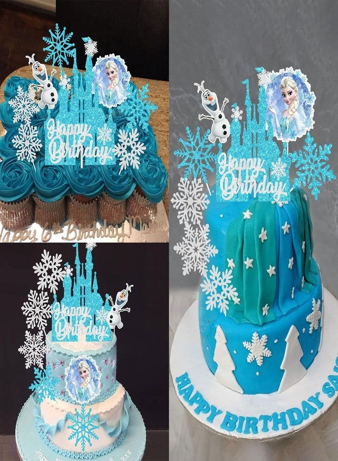 Fnjoe 8 Pcs Cute Anime Birthday Cake Toppers, Snow Theme Princess Cake Decorations Perfect for Birthday Parties, Themed Parties, and Everyday Celebrations - Image 5
