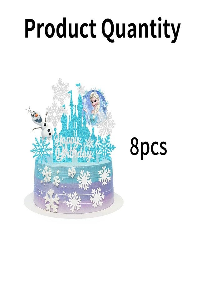 Fnjoe 8 Pcs Cute Anime Birthday Cake Toppers, Snow Theme Princess Cake Decorations Perfect for Birthday Parties, Themed Parties, and Everyday Celebrations - Image 2