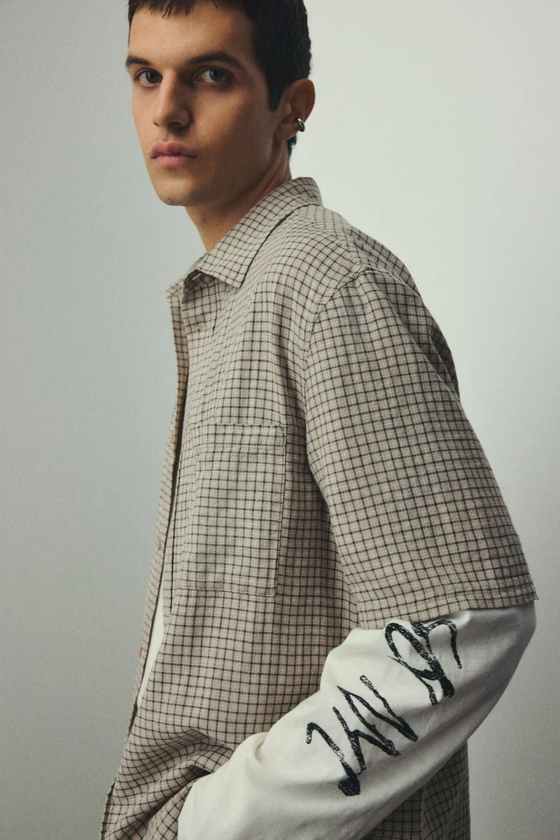 H&M Oversized Fit Short-sleeved linen-blend shirt