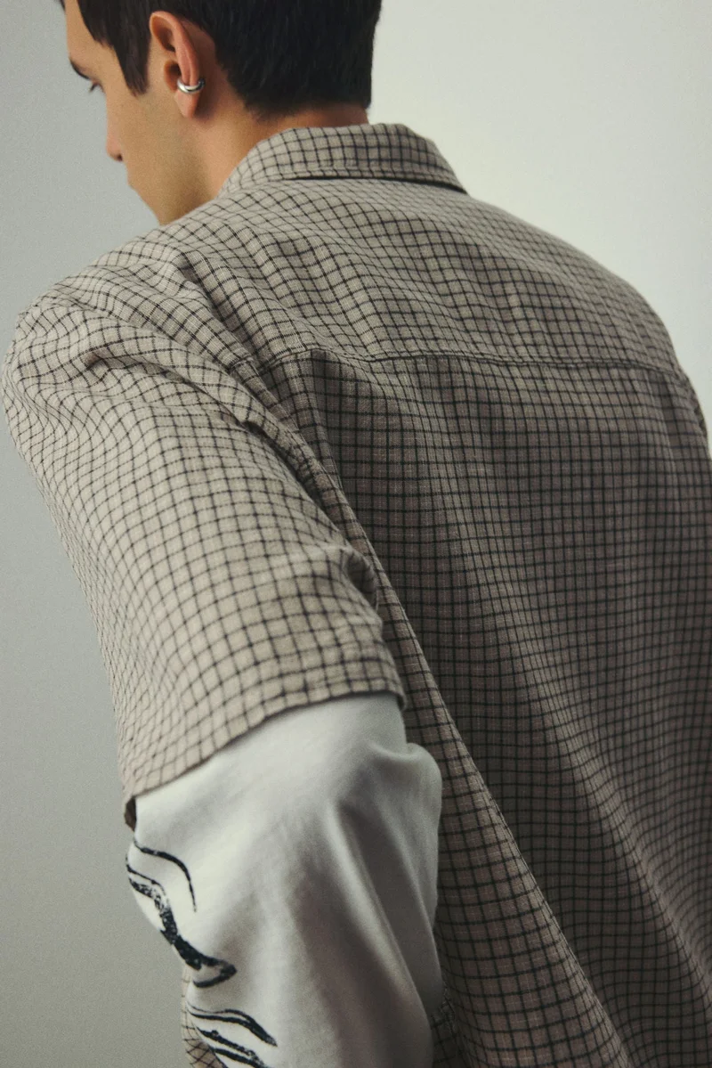 H&M Oversized Fit Short-sleeved linen-blend shirt