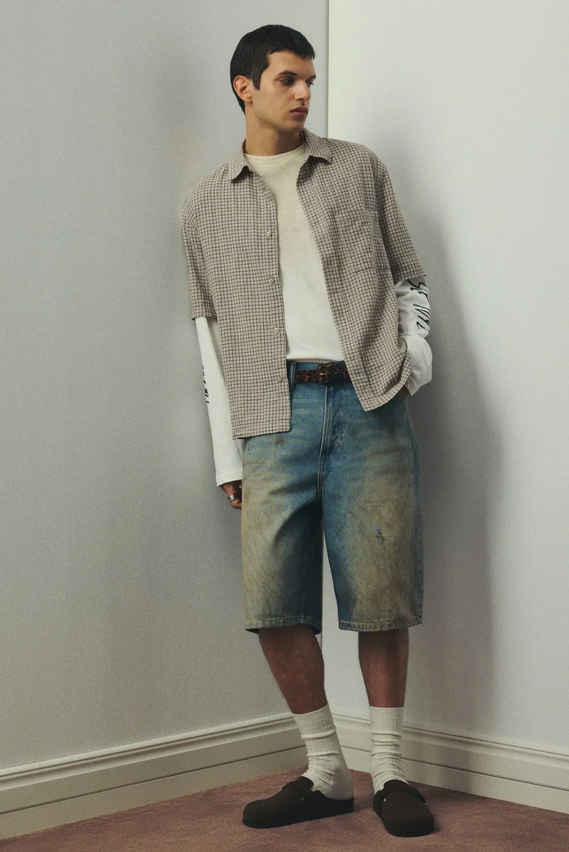 H&M Oversized Fit Short-sleeved linen-blend shirt