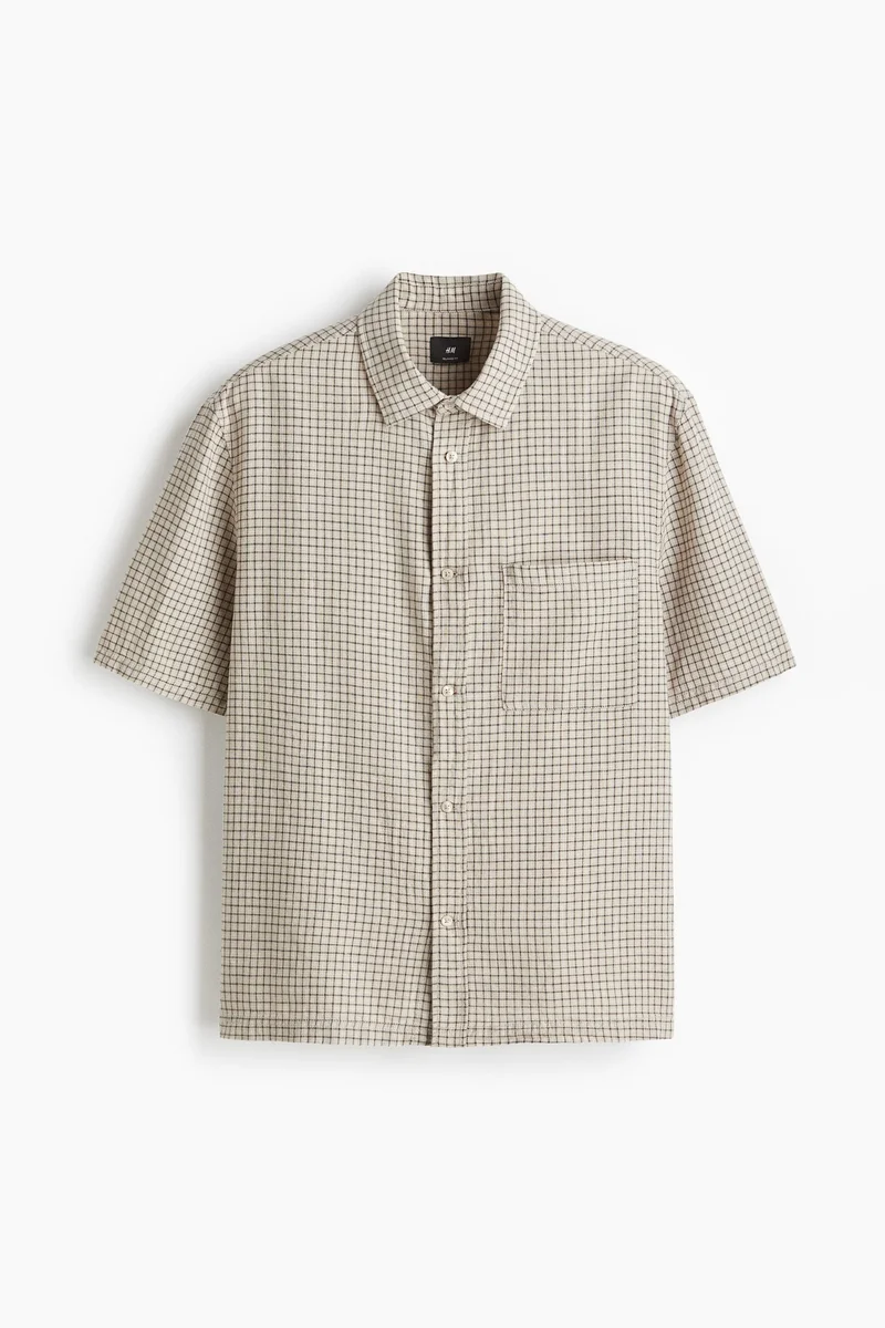 H&M Oversized Fit Short-sleeved linen-blend shirt