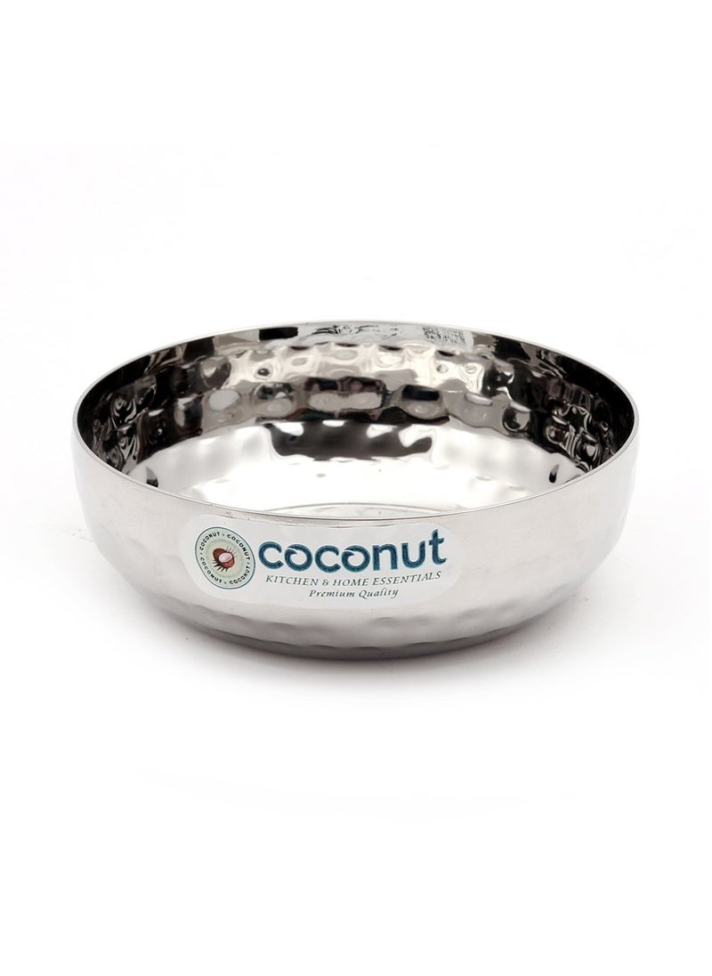 Coconut coconut Stainless Steel H3 Hammered Halwa Plate/Serving Plates/Snacks Plate - Small - Pack of 6 (Diameter - 10Cm)  - Image 2