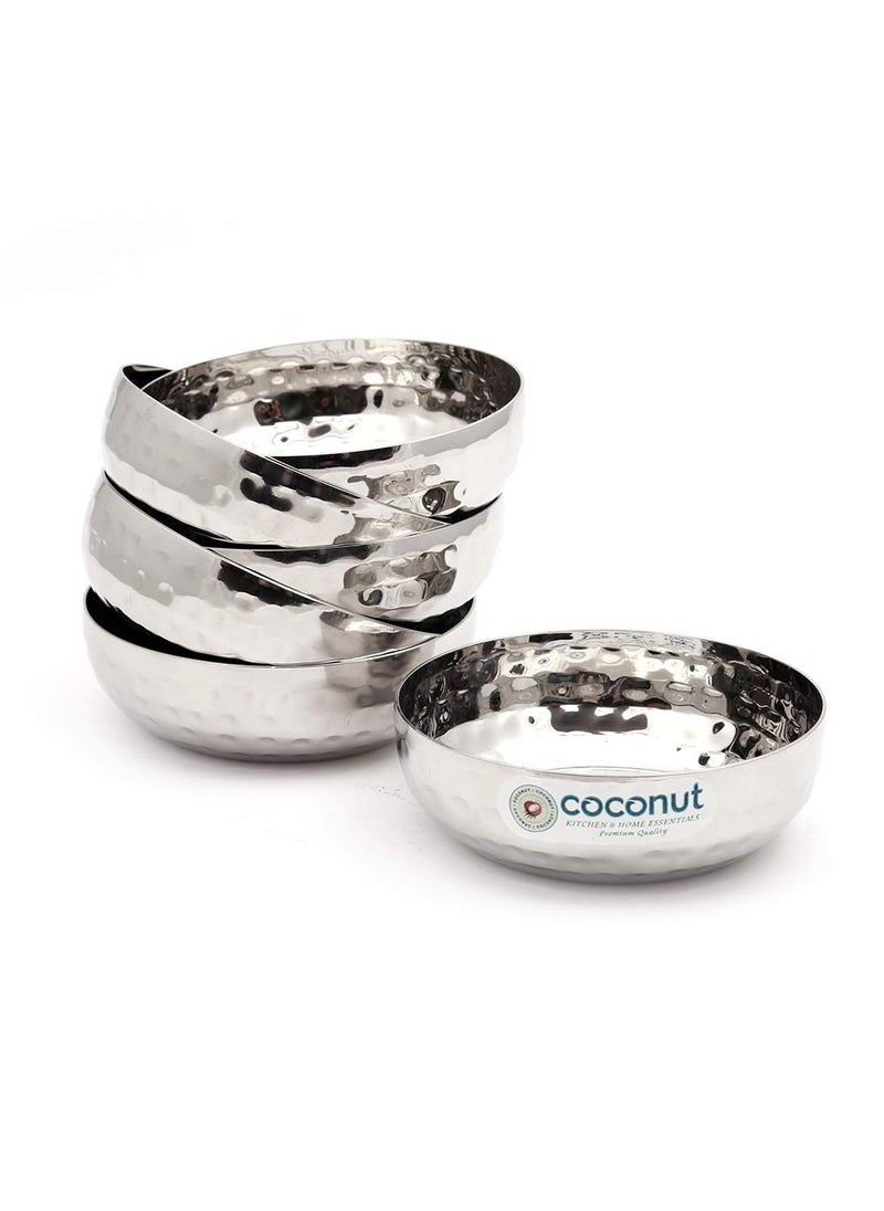 Coconut coconut Stainless Steel H3 Hammered Halwa Plate/Serving Plates/Snacks Plate - Small - Pack of 6 (Diameter - 10Cm)  - Image 1