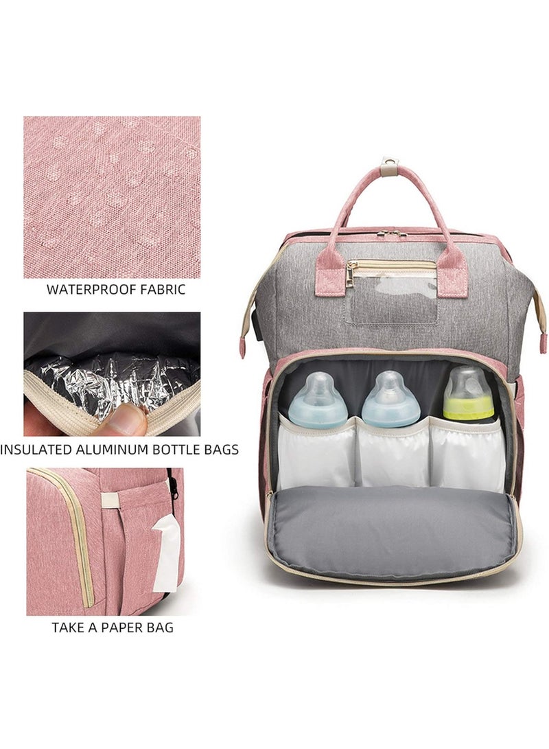 BLOOMING TIME Baby Diaper Bag Expandable, Travel Mommy Bag Organizer with Changing Bed, Large Capacity Baby Bassinet Nappy Backpack - Image 3