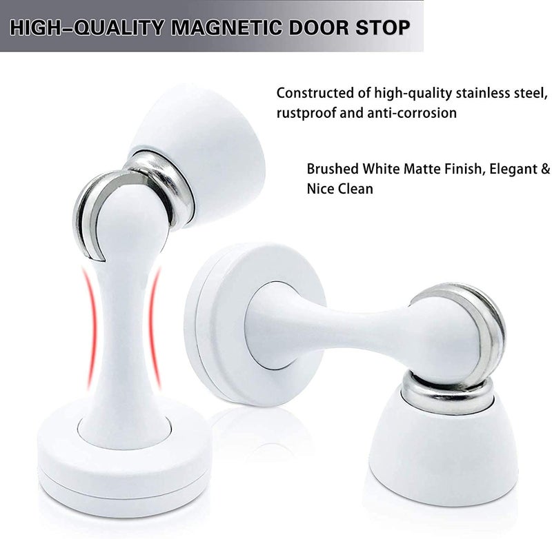 KOLAKO Door Stoppers Magnetic Door Stops 6 Pack Door Stopper Magntic White Magnetic Door Catch, Brushed Nickel, Heavy Duty Wall Floor Mount Door Stops for Bathroom Home - Image 4