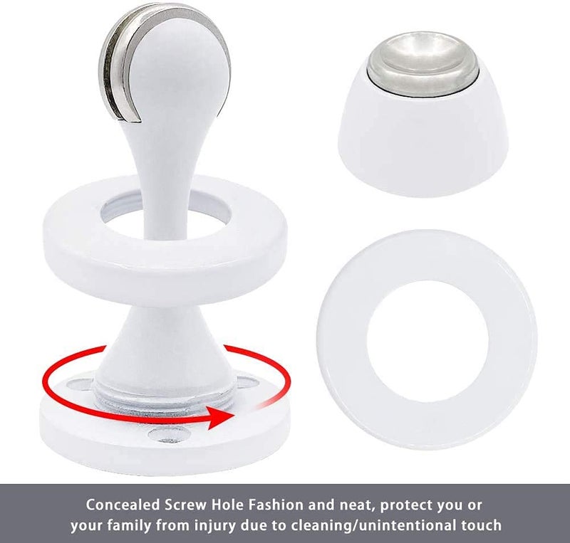 KOLAKO Door Stoppers Magnetic Door Stops 6 Pack Door Stopper Magntic White Magnetic Door Catch, Brushed Nickel, Heavy Duty Wall Floor Mount Door Stops for Bathroom Home - Image 3