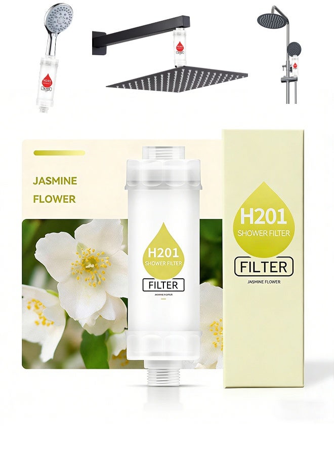 ALongDeng Vitamin C Shower Filter Shower Head Filter for Removing Chlorine Fluoride Deposits Purifies Water with Beads Helps with Dry Skin and Hair Loss Easy to Install  Morning Jasmine - Image 1