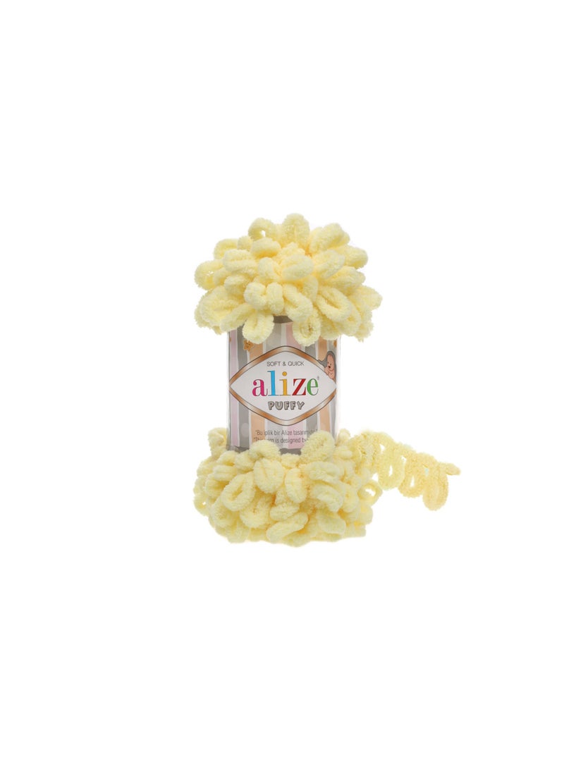 Alize Puffy Micro polyester Yarn color no 13 (Light Yellow)