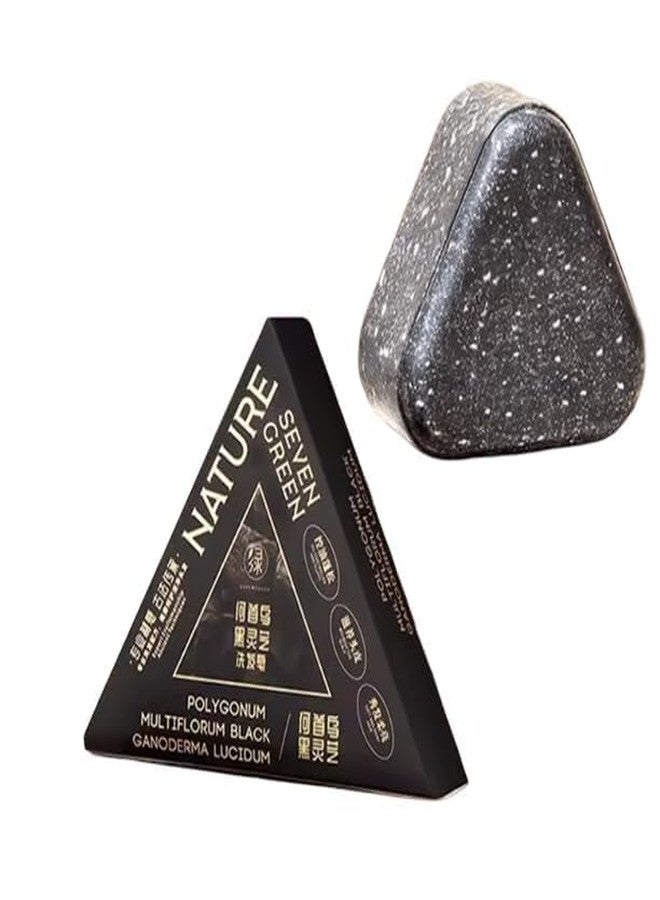 Herbal Black Hair Shampoo Soap with Polygonum & Ganoderma Triangle Pyramid Hair Wash Bar for Natural Dark Hair, Scalp Nourishment & Hair Care Chemical Free Shampoo Bar (Pack Of_1) - Image 1