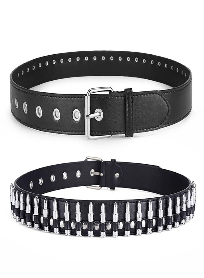 LJJCSFF Black Bullet Rivet Belt Studded Gothic Belt Stud Waist Belt Punk Metal Belt Scene Style Belts Leather Grommet Belts For Halloween Cosplay - Image 3