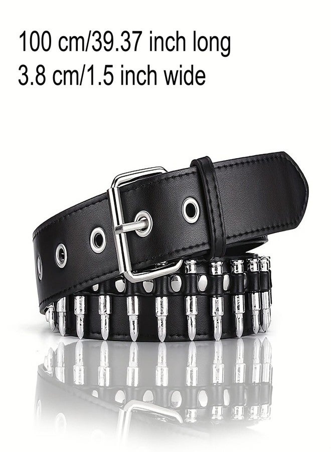 LJJCSFF Black Bullet Rivet Belt Studded Gothic Belt Stud Waist Belt Punk Metal Belt Scene Style Belts Leather Grommet Belts For Halloween Cosplay - Image 2