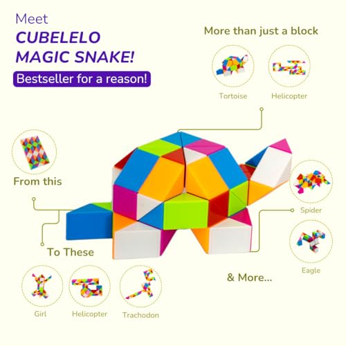 Cubelelo Magic Snake Rainbow Puzzle Cube (60 Wedges) | Twist and Turn Shape Creation Fun Game for Kids Boys Girls and Adults | Multicolor Brain Teaser Stress Buster Toy | for Ages 3 Years and Above - Image 2