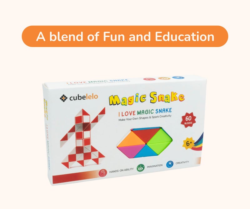 Cubelelo Magic Snake Rainbow Puzzle Cube (60 Wedges) | Twist and Turn Shape Creation Fun Game for Kids Boys Girls and Adults | Multicolor Brain Teaser Stress Buster Toy | for Ages 3 Years and Above - Image 4