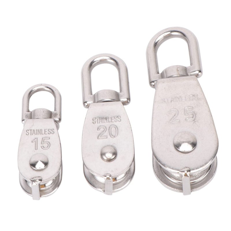 3Pcs Stainless Steel Single Wheel Swivel Pulley For Lifting Rope Cable Crane Winch - Image 2