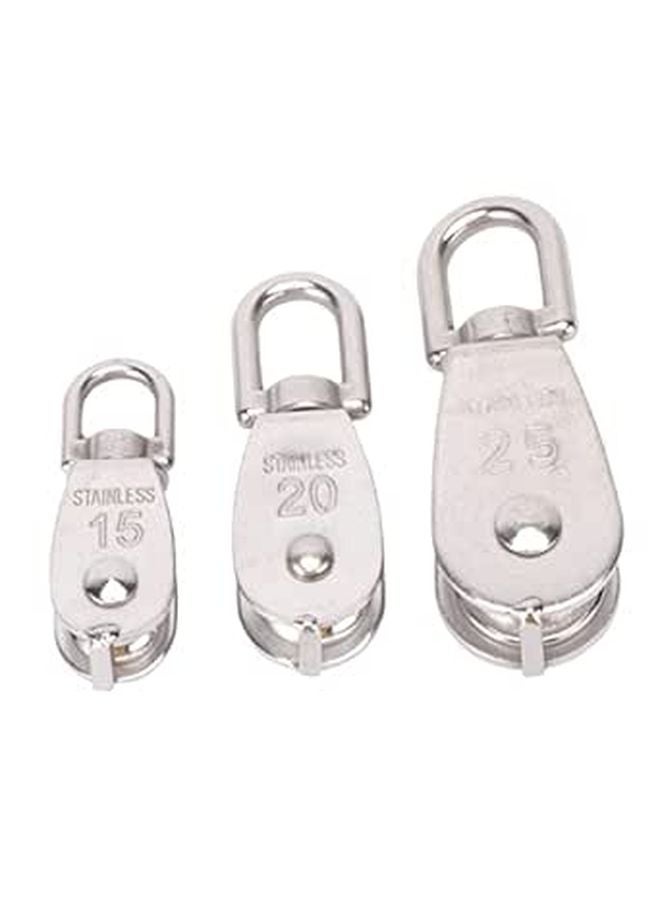3Pcs Stainless Steel Single Wheel Swivel Pulley For Lifting Rope Cable Crane Winch - Image 1