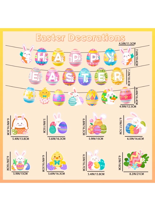 FRUITFUL PARTY Easter Swirl Banner, 9Pcs Easter Hanging Party Decorations Set - Happy Easter Banner, Easter Hanging Decorations Banner Easter Egg Bunny Hanging Swirl for Home Office School Easter Party Decorations - Image 2
