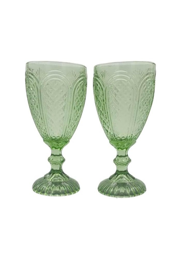 B&D Vintage-Style Green Glass Goblets - Set of 2 - Image 4