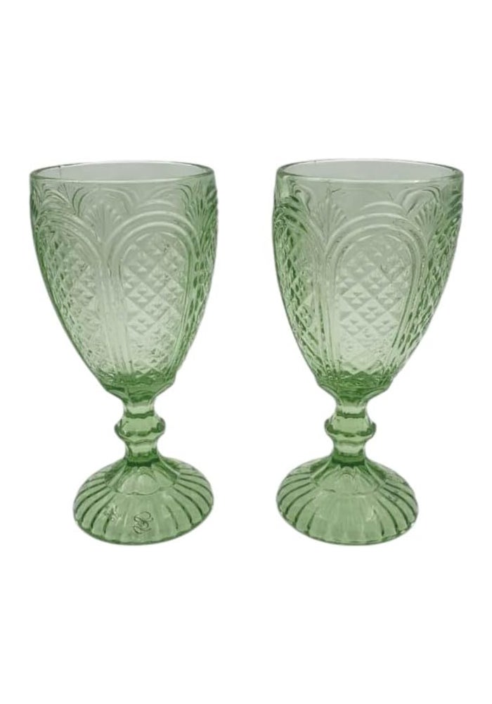 B&D Vintage-Style Green Glass Goblets - Set of 2 - Image 5