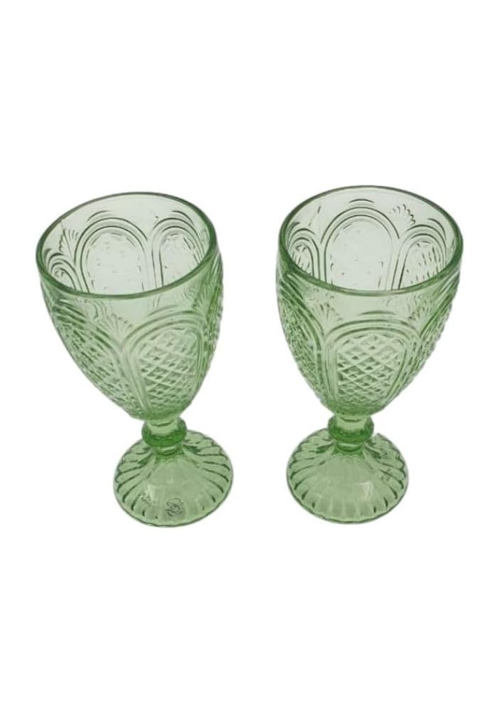 B&D Vintage-Style Green Glass Goblets - Set of 2 - Image 3