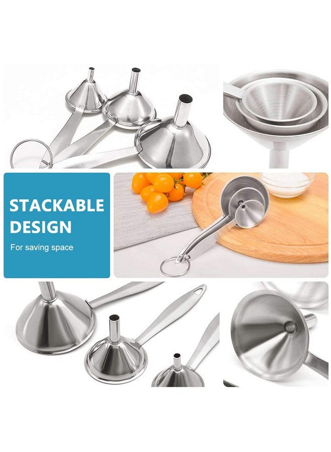 SUPVOX Supvox® 3Pcs Metal Stainless Steel Long Handle Funnel with 2 Clean Brushes, 3 Sizes 0.5in/0.8in/1.2inch Funnel Nozzle, Small Kitchen Funnel Set for Transferring Essential Liquid Fluid Spice  - Image 5