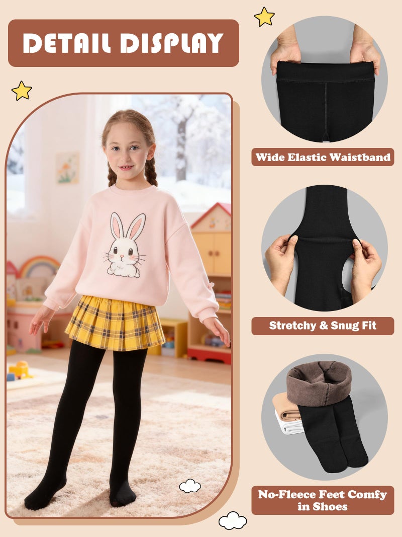 MERYLURE Girls Ultra Thick Fleece Lined Tights Warm Kids Thermal Tights Toddler Ballet Dance Leggings for Winter - Image 3