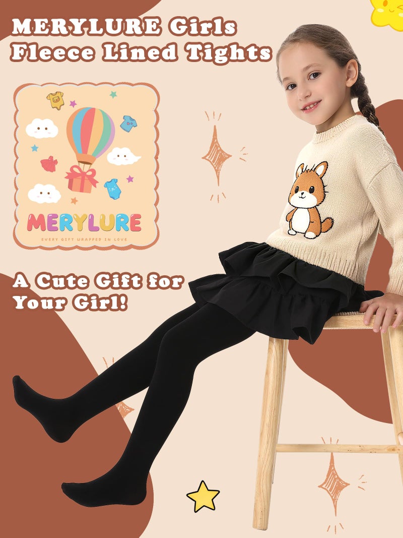 MERYLURE Girls Ultra Thick Fleece Lined Tights Warm Kids Thermal Tights Toddler Ballet Dance Leggings for Winter - Image 4