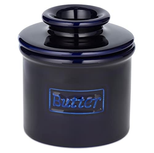 Butter Bell - The Original Butter Bell crock by L Tremain, a Countertop French Ceramic Butter Dish Keeper for Spreadable Butter, Café Retro Collection, Cobalt Blue, Glossy Finish - Image 1
