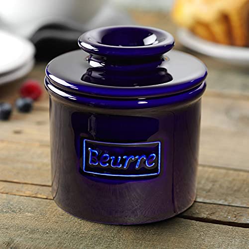 Butter Bell - The Original Butter Bell crock by L Tremain, a Countertop French Ceramic Butter Dish Keeper for Spreadable Butter, Café Retro Collection, Cobalt Blue, Glossy Finish - Image 4