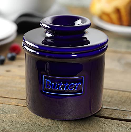 Butter Bell - The Original Butter Bell crock by L Tremain, a Countertop French Ceramic Butter Dish Keeper for Spreadable Butter, Café Retro Collection, Cobalt Blue, Glossy Finish - Image 2