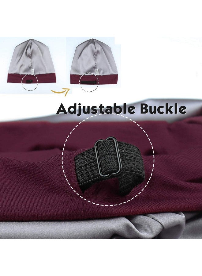 فوكوس كير قبعة نوم للنساء مبطنة بالساتان الحريري باللون العنابي الداكن - Image 2