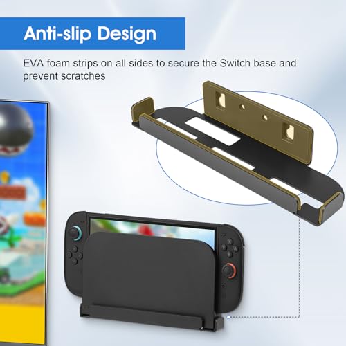 REEYEAR Metal Wall Mount Holder Dock Compatible with Switch 2 – Space-Saving Console Bracket with Vent Holes and Soft Padding – Secure Wall or Pegboard Setup Near TV or Monitor - Image 2