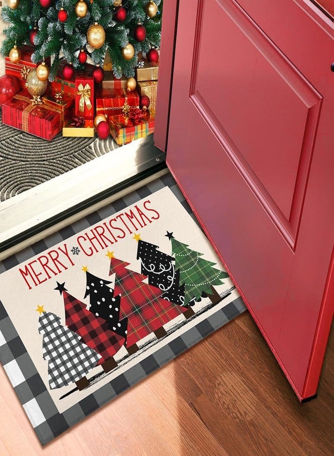 kukli kitchen Buffalo Plaid Xmas Trees Merry Christmas Doormat 30"x17" Decorative Holiday Rugs Indoor Outdoor Front Door Welcome Mats Winter Doormats for Porch Entrance Entryway - Image 4