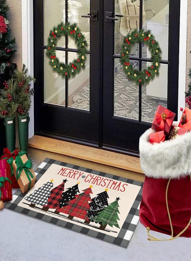 kukli kitchen Buffalo Plaid Xmas Trees Merry Christmas Doormat 30"x17" Decorative Holiday Rugs Indoor Outdoor Front Door Welcome Mats Winter Doormats for Porch Entrance Entryway - Image 3