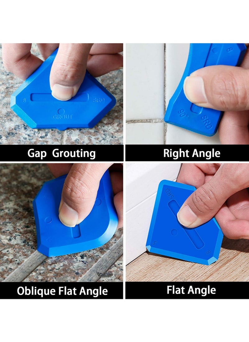 GNAFOTU - 9 PCS Silicone Caulking Tools (Stainless Steel head) 5 in 1 Sealant Finishing Tool Grout Remove Scraper with 4pc Glass Glue Angle Scraper, Caulk Remover Glass Glue Angle Scraper - Image 1
